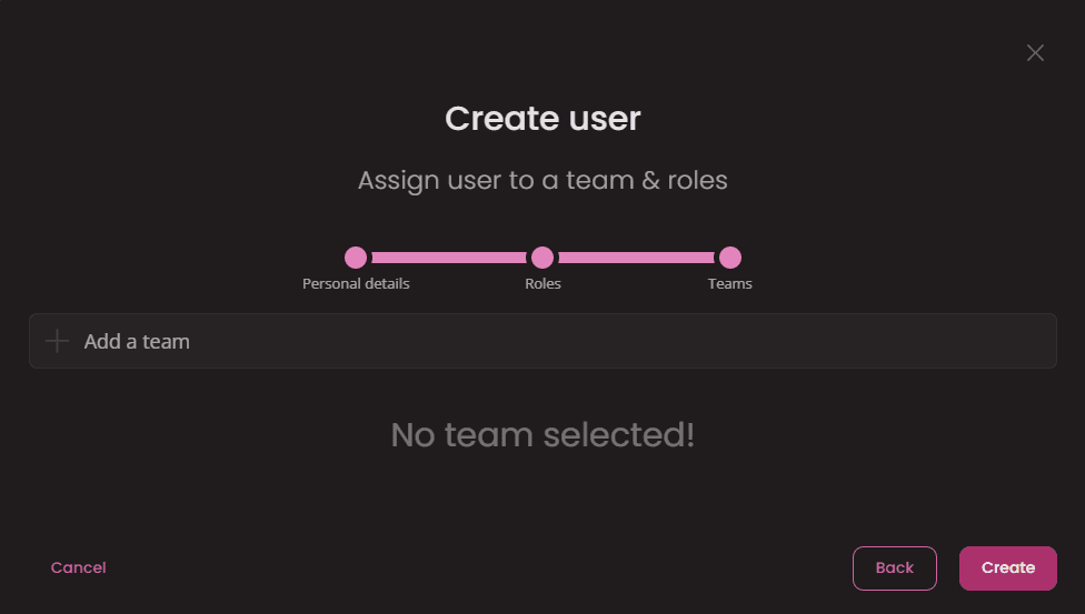 Create a user - step 3