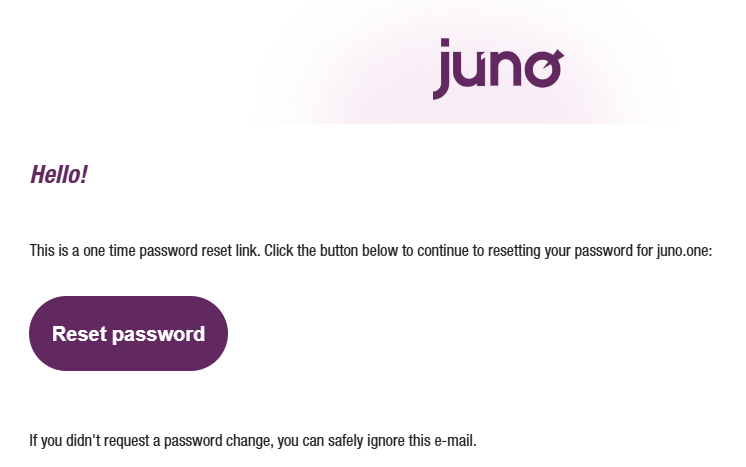 Reset password email