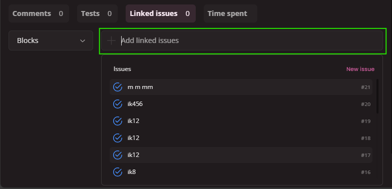 Linking issues - select issue