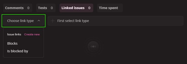 Linking issues - select issue link