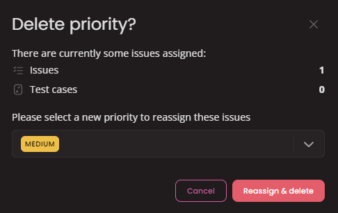 Delete & reassign priority
