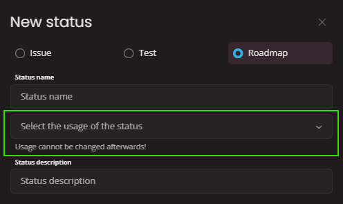 Roadmap status usage