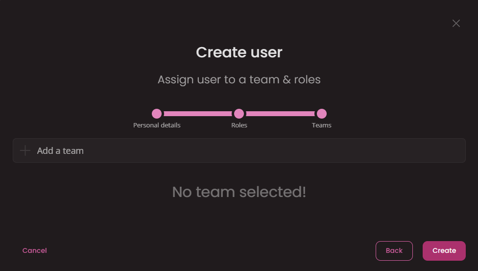 Create a user - step 3