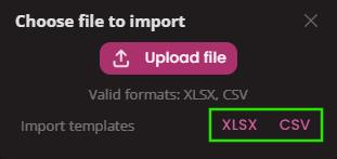 Download a template import file